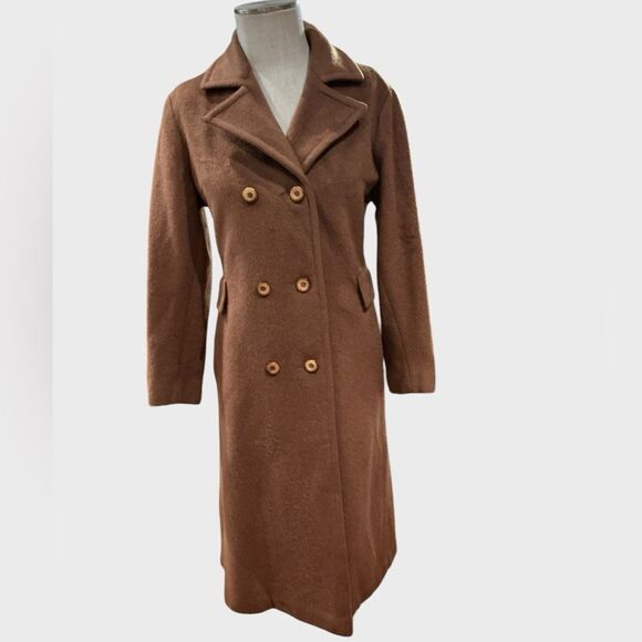 Stevens Forstmann 60s Vintage Wool Trench Coat Lined Winter Women’s Medium - Picture 2 of 9